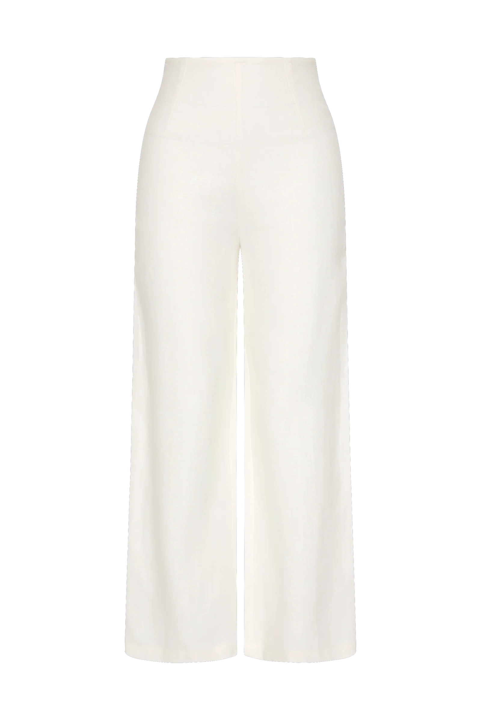 White wide-leg jean pants with straight relaxed legs and full-length hem