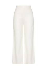 White wide-leg jean pants with straight relaxed legs and full-length hem
