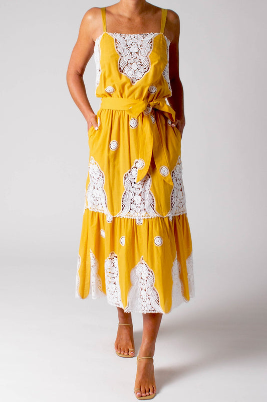 Esme Falcon Cotton Embroidered Dress - Passionfruit