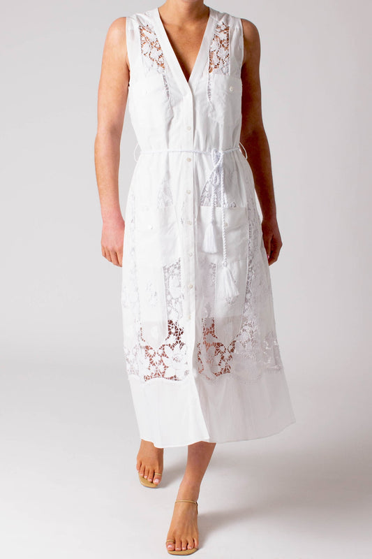 Alexia Embroidered Cotton Dress - Pure White