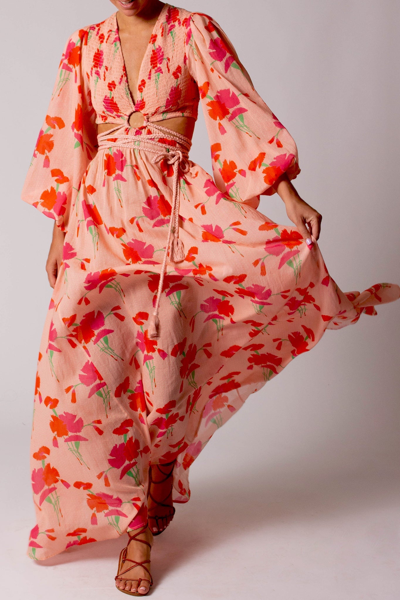 Leonie Printed Gauze Dress - Pink Lemonade