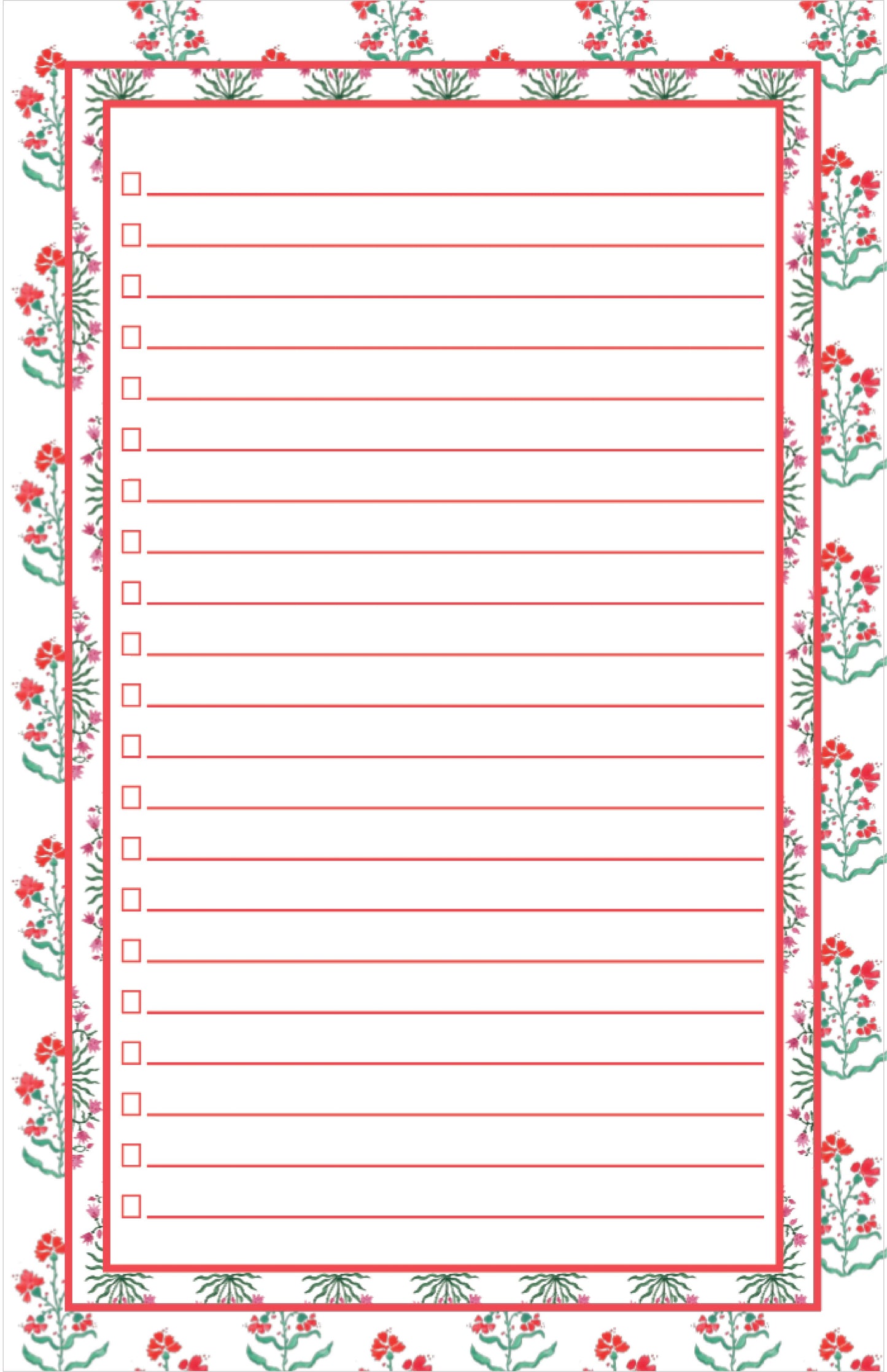 Double Print Reds Checklist Notepad