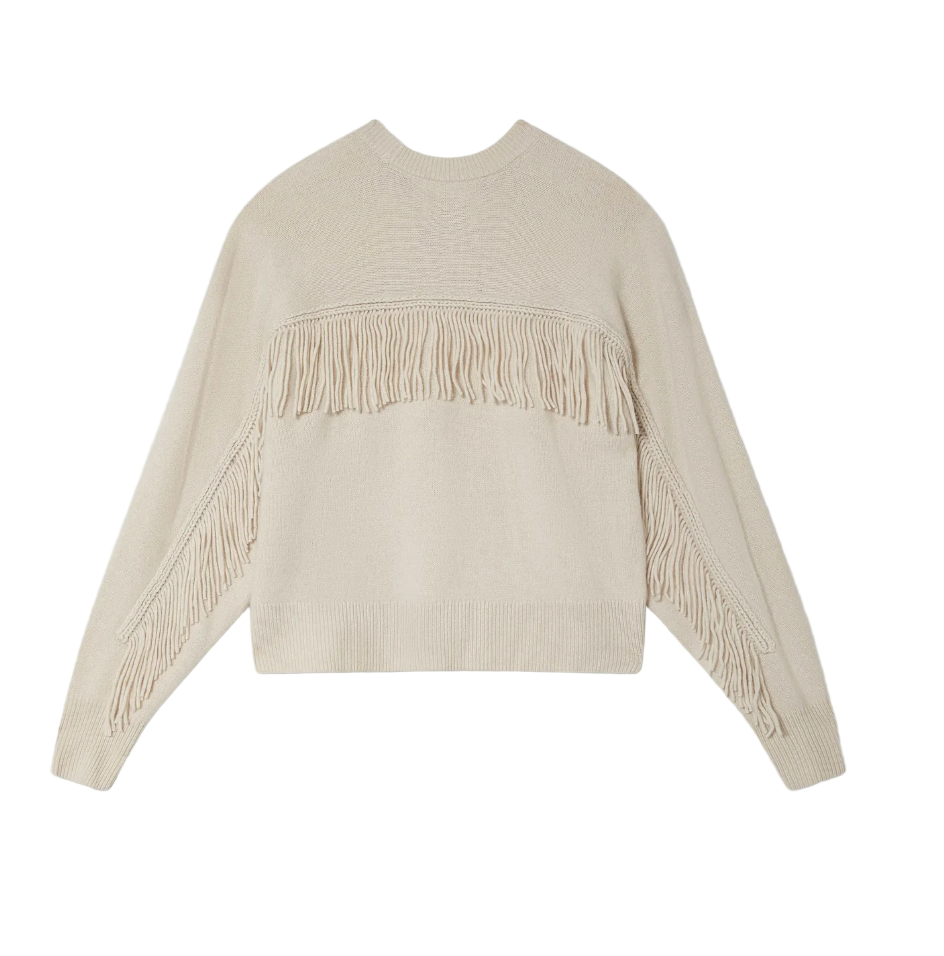 Luxe Fringe Cashmere Crew