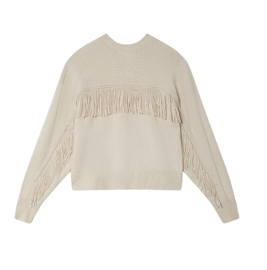 Luxe Fringe Cashmere Crew