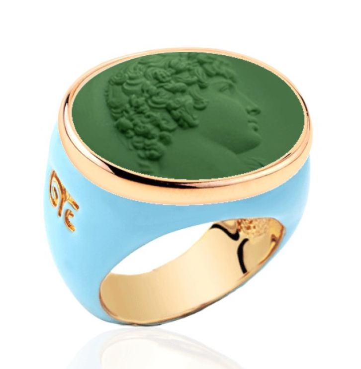 Classic Pale Blue Base Gold with Emerald: Cupid