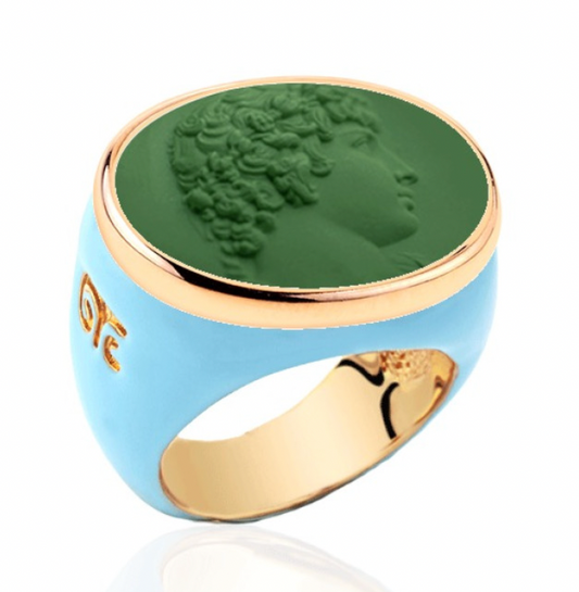 Classic Pale Blue Base Gold with Emerald: Cupid