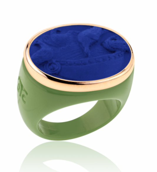 Classic Green Base Gold with Blue: Amore Psiche