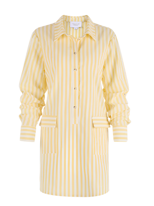 The Raya Dress Lemon/White Stripe