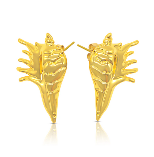 Spike Shell Earrings- Gold