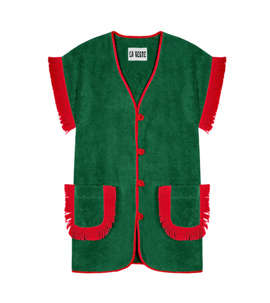 Pitaya Towel Dress- Green/Red