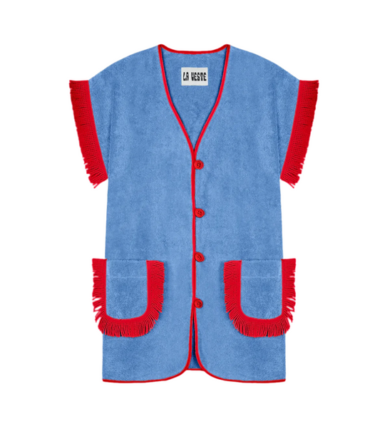 Pitaya Towel Dress- Blue/Red