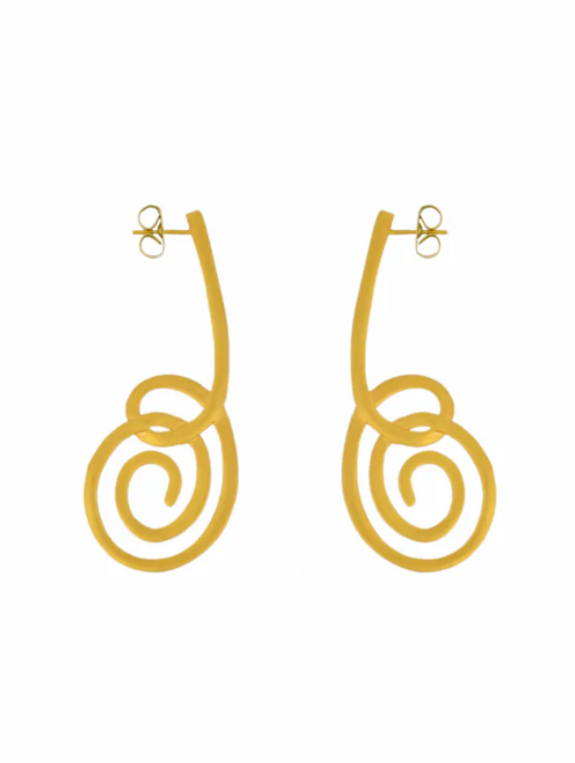 Unpuri gold-tone spiral drop earrings with hoop backs