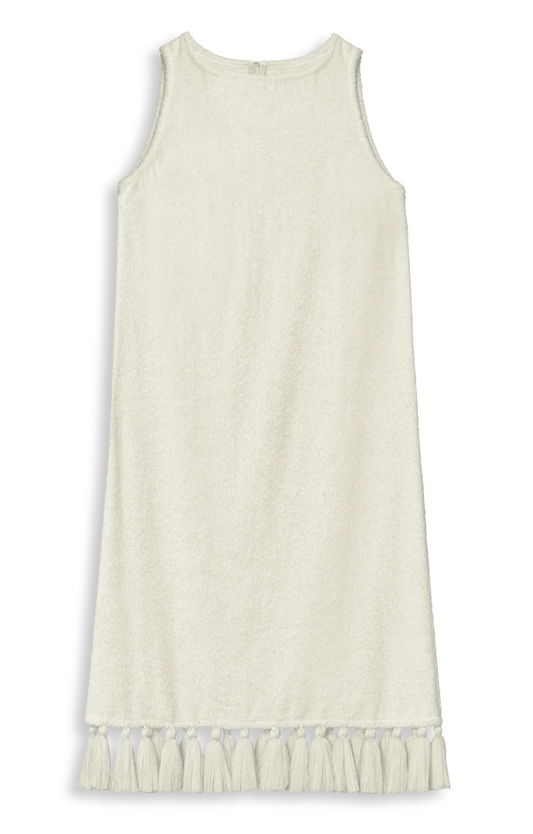 Short terry-cloth dress in white