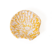 Mini concha shell, yellow and white cracked pattern, scalloped edges (pair)