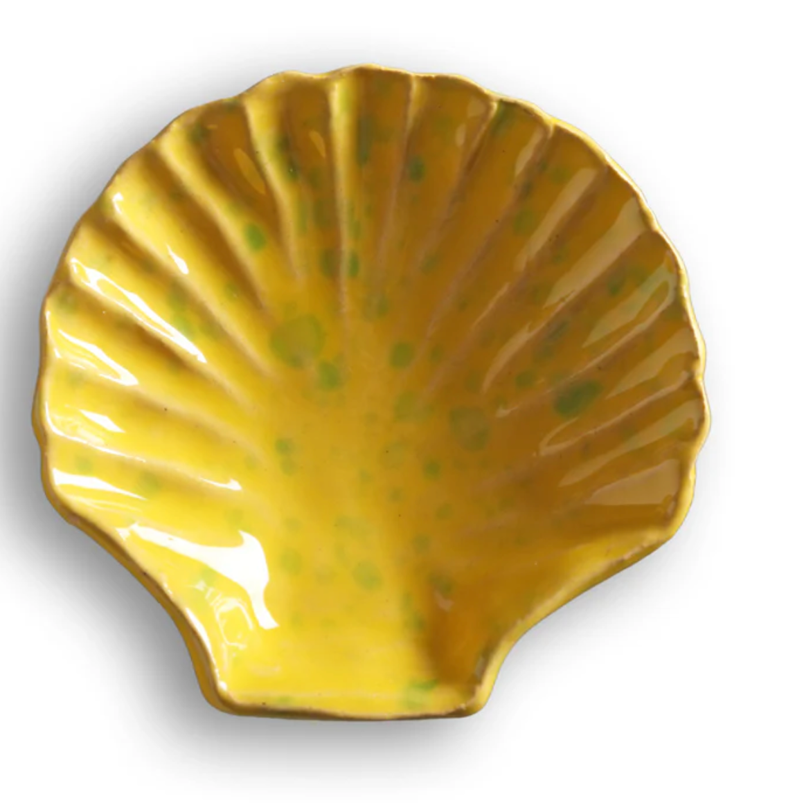 Concha medium shell dish in yellow with green accents