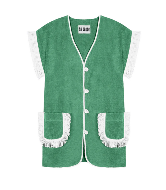 Pitaya Towel Dress- Green/White