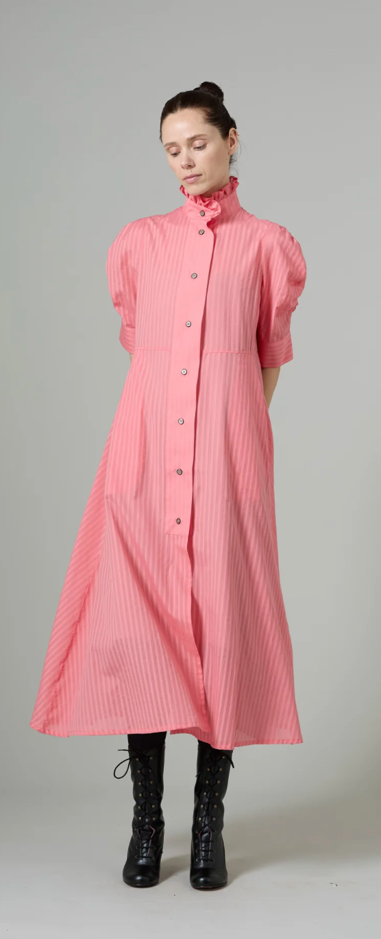 Venetia Short Sleeves Dress - Flamingo Pink