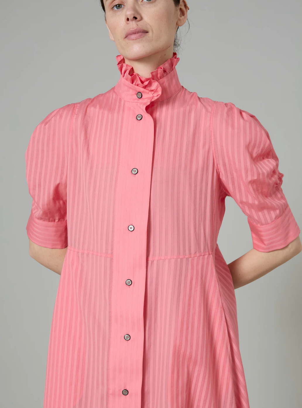 Venetia Short Sleeves Dress - Flamingo Pink