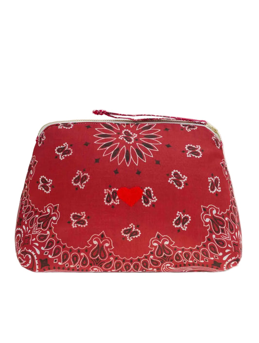 Small Vanity Pouch Vintage Red Heart