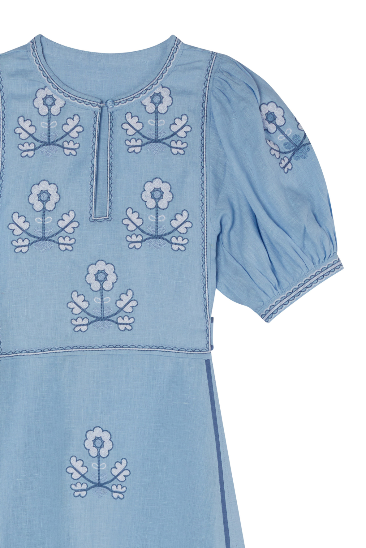 Lillie Ukrainian Embroidered Dress - Wheat, White