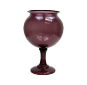 Leech Bowl glass goblet, deep burgundy, rounded bowl on stem with flared foot