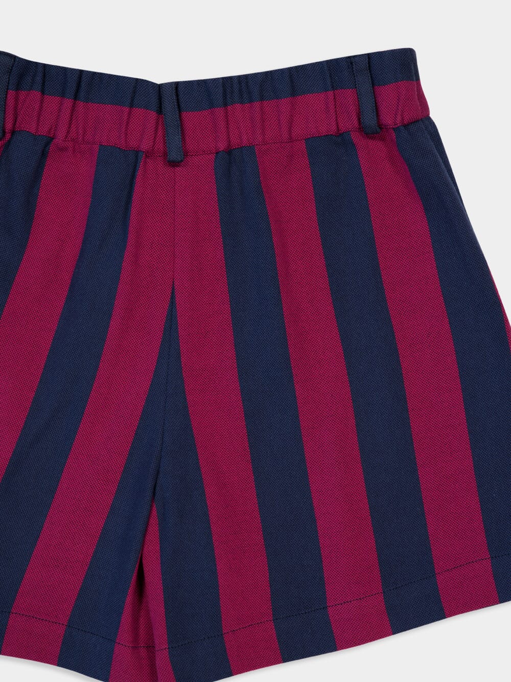 Virgo Navy Hand-Woven Striped Wide-Leg Shorts