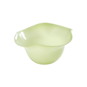 Green Murano ruffle bowl with scalloped rim and glossy finish.