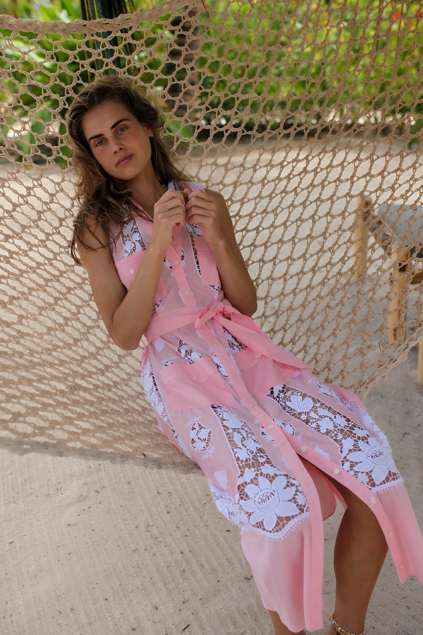Alexia Embroidered Cotton Dress - Petal Pink