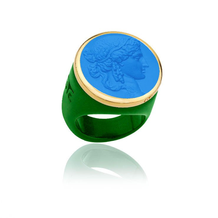 Hore Plexi Emerald Base with Gold and Blue: Frog