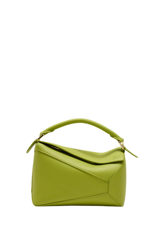 Loewe Puzzle Edge Small Top-Handle Bag in Meadow Green