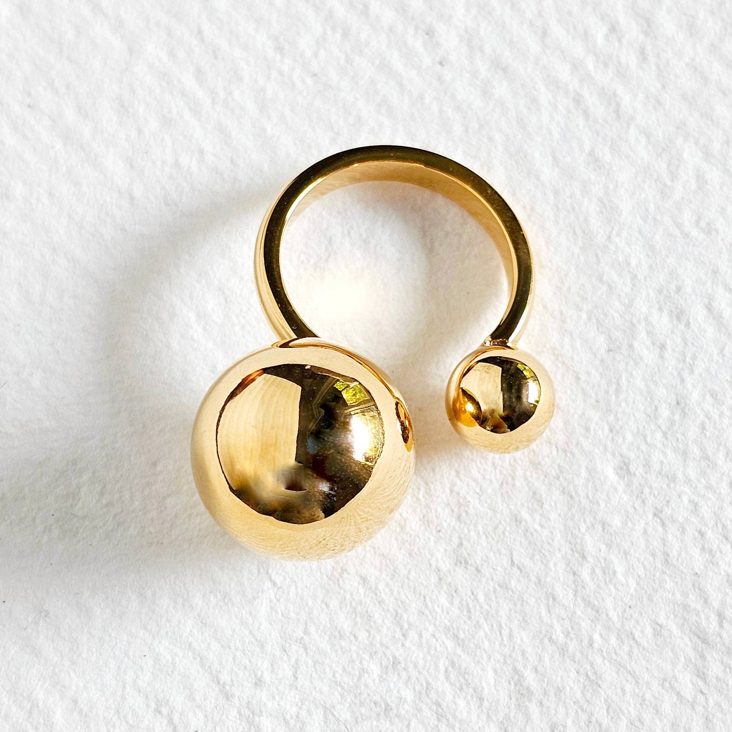 18k gold plated Modern double moon chunky bold ring