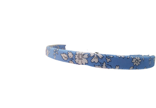 Liberty of London fabric skinny headbands: Capel Z light blue / 1cm width