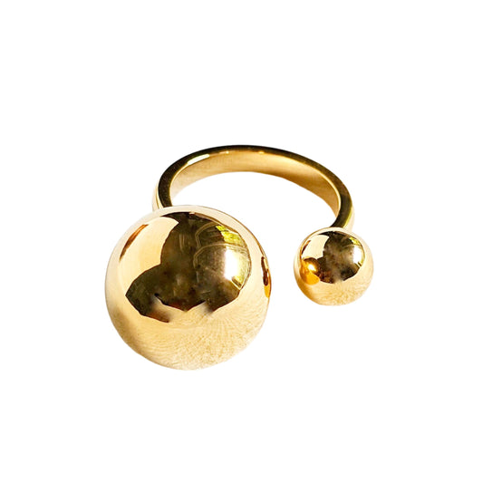 18k gold plated Modern double moon chunky bold ring