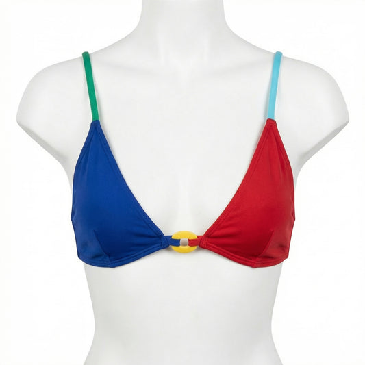 Multi Colorblock Link Strap Bikini Top