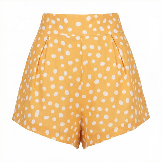 Polka dot high-waisted shorts
