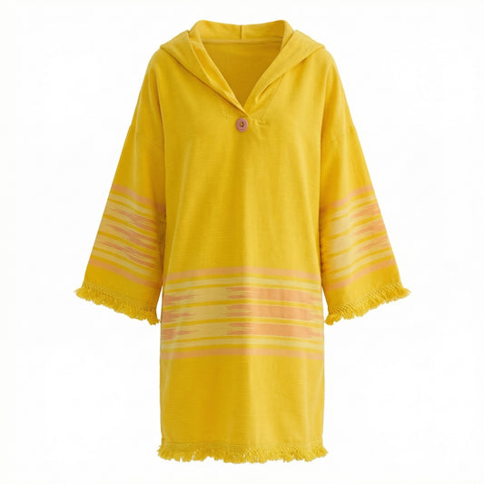 Hooded Pesthamal Mini Dress Yellow