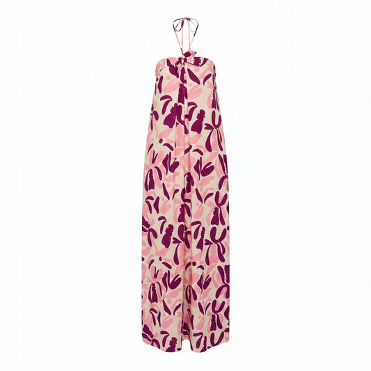 Bold Floral Halterneck Maxi Dress