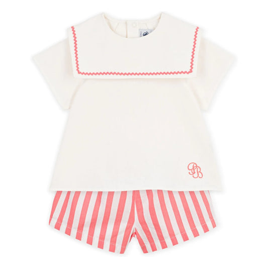 Pink Stripe Sailor Top & Short Set