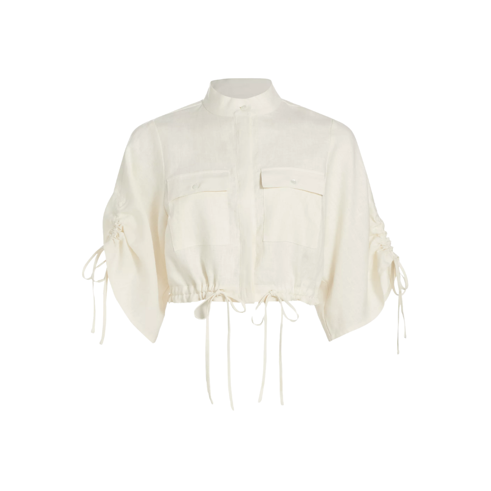 Hevron Linen Crop Shirt