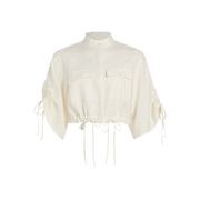 Hevron Linen Crop Shirt