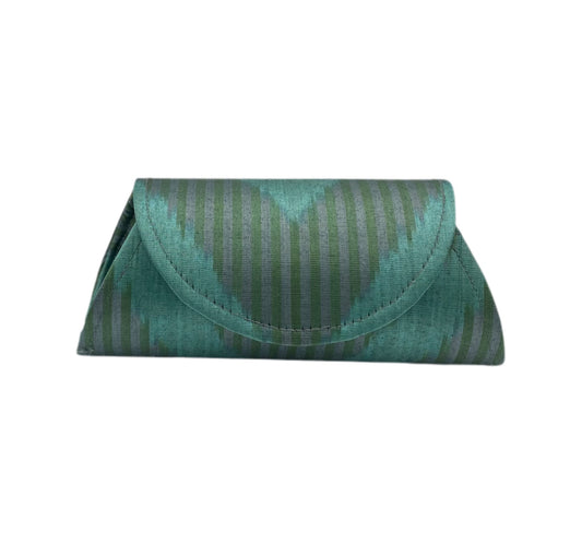 Sussex Silk Ikat Hard Shell Clutch - Small - Green