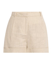 Hardy natural linen cuffed short with belt loops, pleats