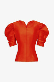 Structured Top with Puff Sleeves - Rust