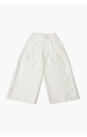 Chan Luu ultra-wide-leg taffeta trousers in ivory with a high waist and front pleats