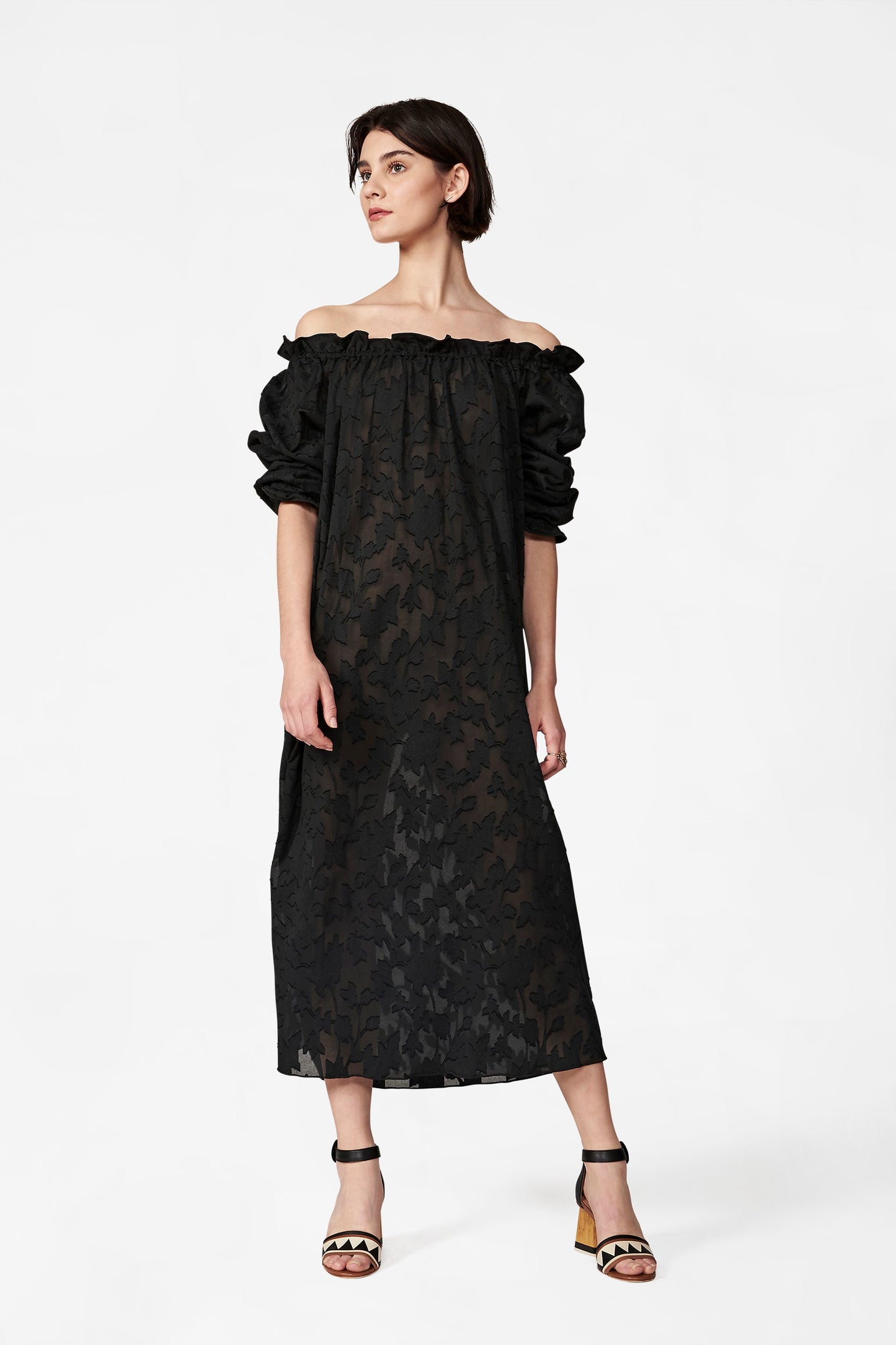 Grace Dress in Black Jacquard