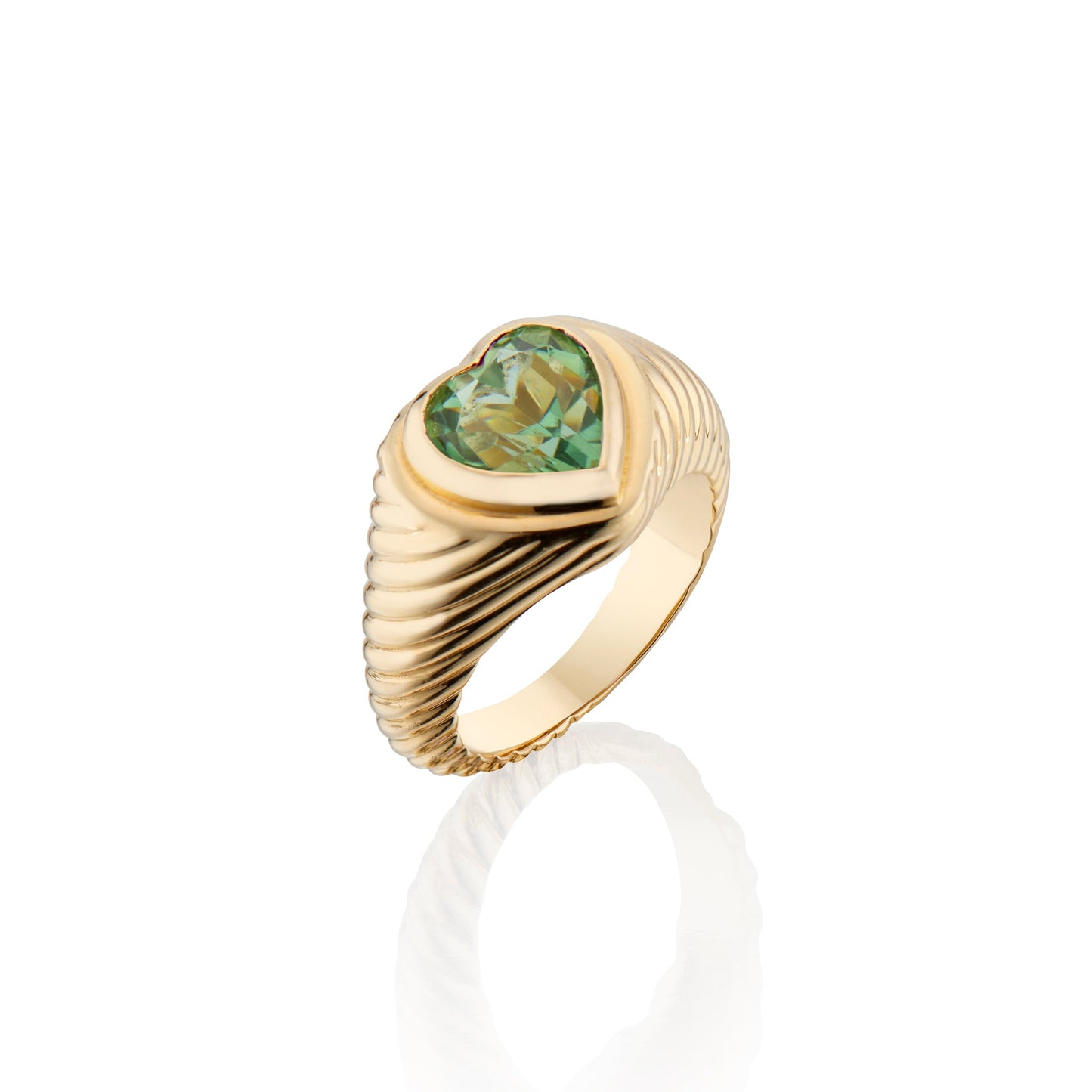 Eden Love Signet Pinky Ring with Green Tourmaline Gemstone