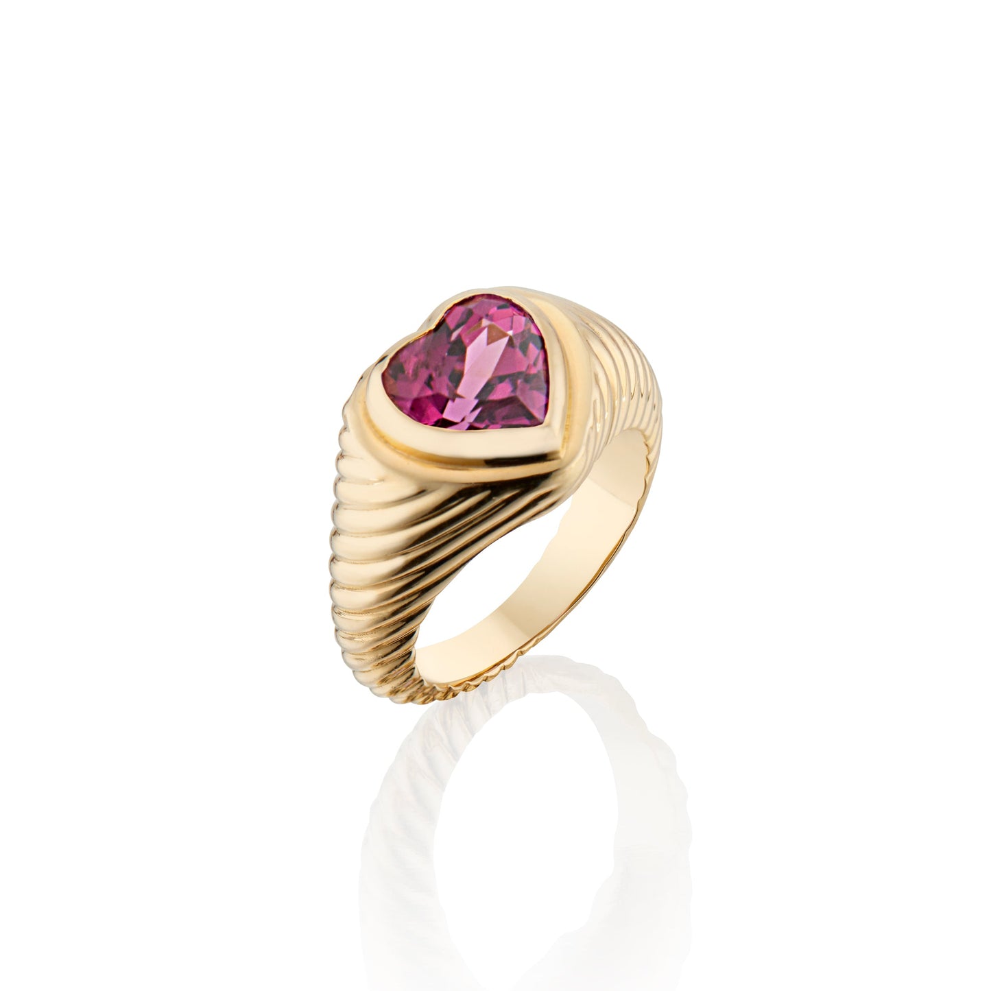 Eden Love Signet Pinky Ring with Pink Tourmaline Gemstone
