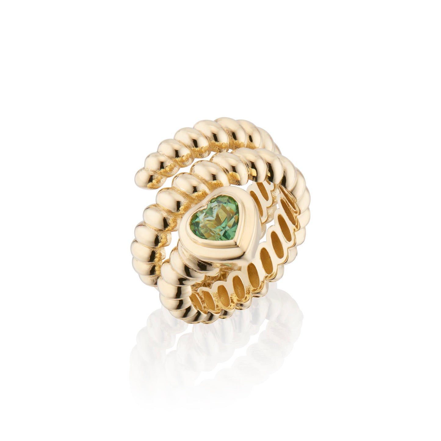 Eden Coil Love Ring with Green Tourmaline Gemstone
