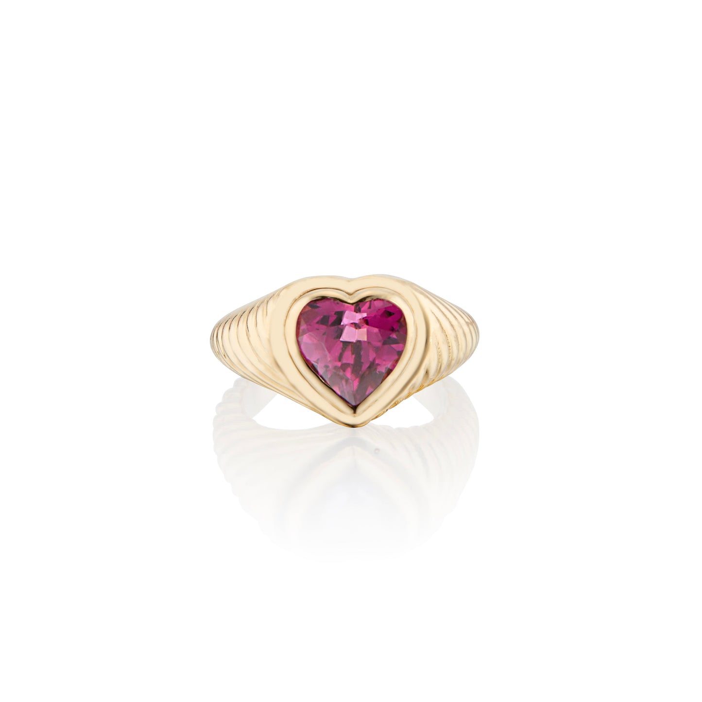 Eden Love Signet Pinky Ring with Pink Tourmaline Gemstone