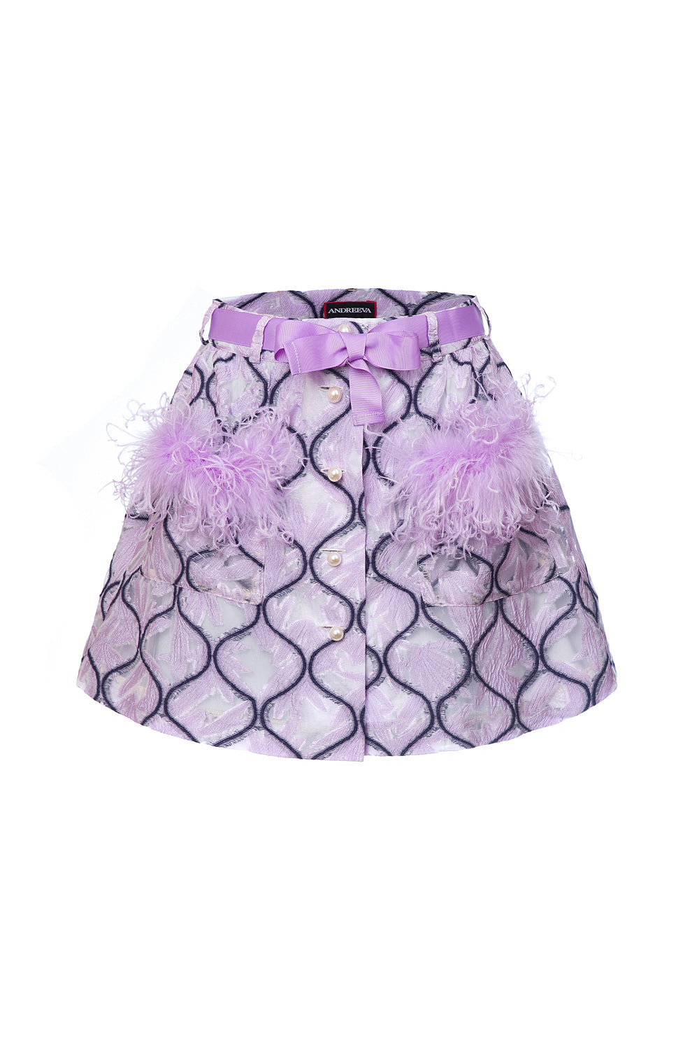Lavender Feather Mini Skirt